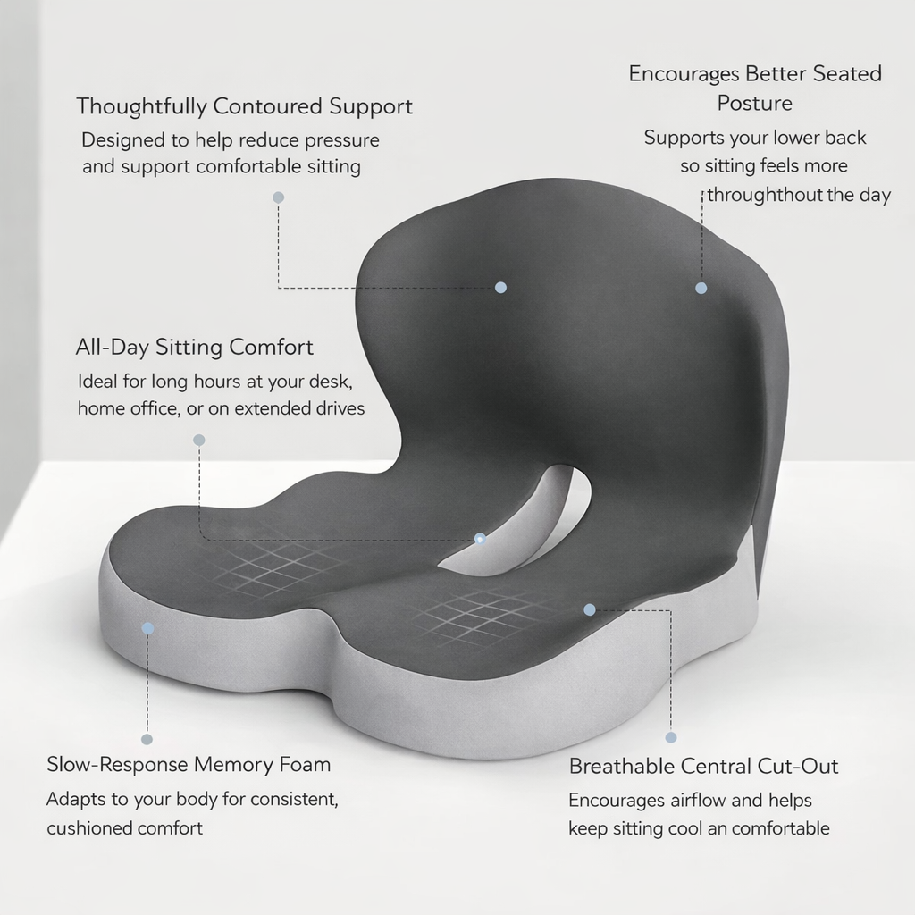 Move Well Orthopedic Seat Cushion- For Long Hours Of Sitting